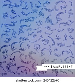 Set of decorative, calligraphic  design elements, pattern can be used for invitation, congratulation