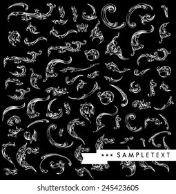 Set of decorative, calligraphic  design elements, pattern can be used for invitation, congratulation