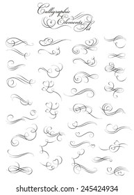 Set of decorative, calligraphic  design elements, can be used for invitation, congratulation