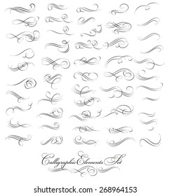 Set of decorative, calligraphic  design elements, can be used for invitation, congratulation