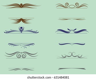 Set of decorative calligraphic element design in vector.