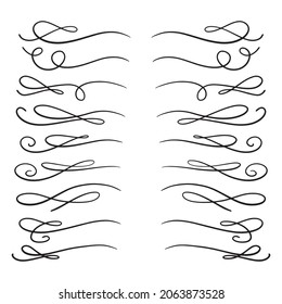 Set von dekorativen kalligrafischen Elementen für die Dekoration. Divider für Bücher, Grußkarten, Einladungen, Web. Doodle-Stil