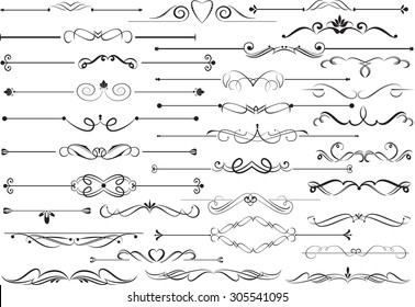 Set of decorative calligraphic elements for editable and design.