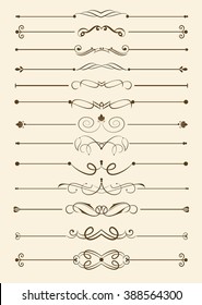 Set of decorative calligraphic elements for editable and design