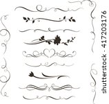 Set of decorative calligraphic elements, floral dividers and flower silhouettes for your design. 