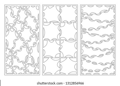 Set decorative card for cutting. Abstract linear pattern. Laser cut panel. Ratio 1:2. Vector illustration.