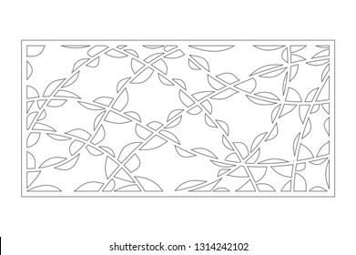 Set decorative card for cutting. Abstract linear pattern. Laser cut panel. Ratio 1:2. Vector illustration.