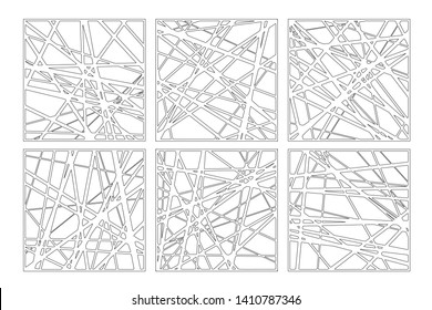 Set decorative card for cutting. Abstract linear pattern. Laser cut panel. Ratio 1:1. Vector illustration.