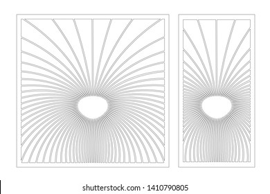 Set decorative card for cutting. Abstract linear pattern. Laser cut panel. Ratio 1:1, 1:2. Vector illustration.