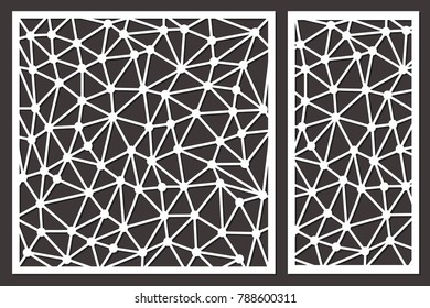 Set decorative card for cutting. Abstract line pattern. Laser cut. Ratio 1:1, 1:2. Vector illustration.