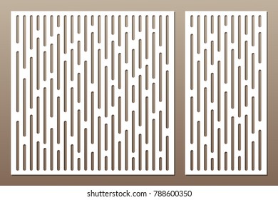 Set decorative card for cutting. Abstract lines pattern. Laser cut. Ratio 1:1, 1:2. Vector illustration.