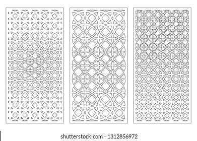Set decorative card for cutting. Arabesque pattern. Laser cut panel. Ratio 1:2. Vector illustration.