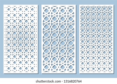 Set decorative card for cutting. Arabesque pattern. Laser cut panel. Ratio 1:2. Vector illustration.