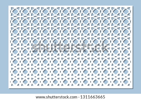 Set decorative card for cutting. Arabesque pattern. Laser cut panel. Ratio 2:3. Vector illustration.