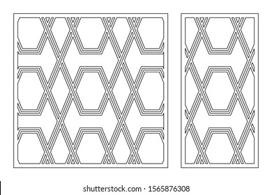 Set decorative card for cutting. Celtic pattern geometric mosaic pattern. Laser cut. Ratio 1:1, 1:2. Vector illustration.