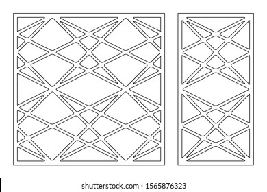 Set decorative card for cutting. Celtic pattern geometric mosaic pattern. Laser cut. Ratio 1:1, 1:2. Vector illustration.