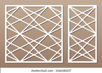 Set decorative card for cutting. Celtic pattern geometric mosaic pattern. Laser cut. Ratio 1:1, 1:2. Vector illustration.