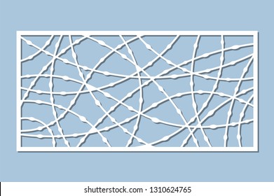 Set decorative card for cutting. Drop line pattern. Laser cut panel. Ratio 1:2. Vector illustration.