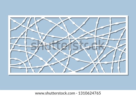 Set decorative card for cutting. Drop line pattern. Laser cut panel. Ratio 1:2. Vector illustration.