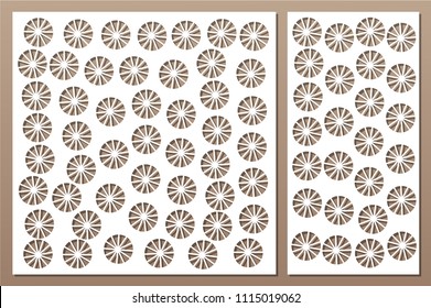 Set decorative card for cutting. Ethnic Decorative pattern. Laser cut panel. Ratio 1:1, 1:2. Vector illustration.