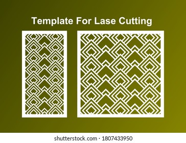 Set decorative card for cutting, Geometric Pattern Laser Cut. Ratio 1:1, 1:2 Vector File