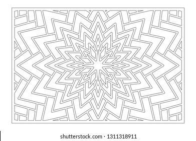 Set decorative card for cutting. Geometry, line, flower pattern. Laser cut panel. Ratio 2:3. Vector illustration.