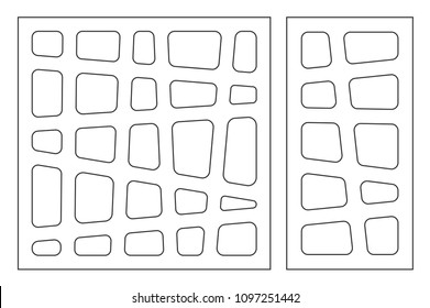 Set decorative card for cutting laser or plotter. Abstract lines pattern. Laser cut. Ratio 1:1, 1:2. Vector illustration.