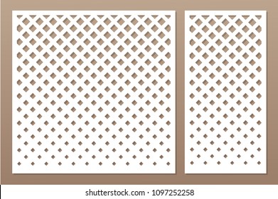 Set decorative card for cutting laser or plotter. Classical arab pattern. Laser cut. Ratio 1:1, 1:2. Vector illustration.