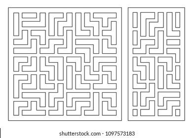 Set decorative card for cutting laser or plotter.  Line Geometric pattern. Laser cut. Ratio 1:1, 1:2. Vector illustration.