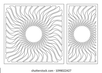 Set decorative card for cutting laser or plotter. Arab mandala pattern. Laser cut. Ratio 1:1, 1:2. Vector illustration.