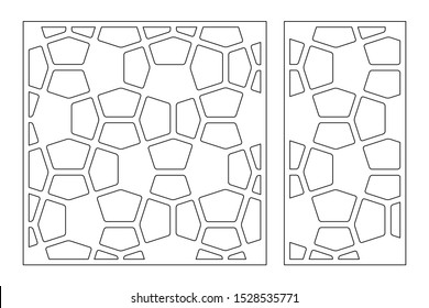 Set decorative card for cutting. Line, mosaic pattern. Laser cut. Ratio 1:1, 1:2. Vector illustration.