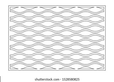 Set decorative card for cutting. Line wave pattern. Laser cut. Ratio 2:3. Vector illustration.
