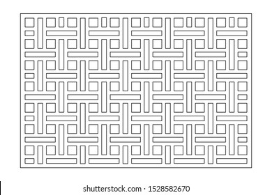 Set decorative card for cutting. Line, weaving, Celtic pattern. Laser cut. Ratio 2:3. Vector illustration.
