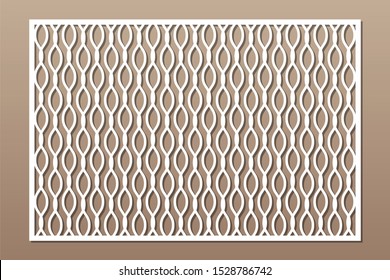 Set decorative card for cutting. Line wave pattern. Laser cut. Ratio 2:3. Vector illustration.