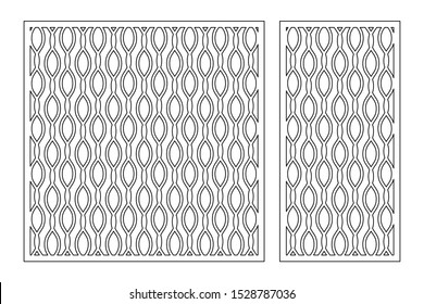 Set decorative card for cutting. Line wave pattern. Laser cut. Ratio 1:1, 1:2. Vector illustration.