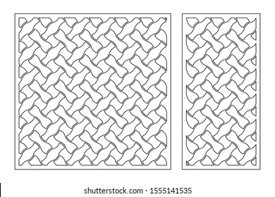 Set decorative card for cutting. Linear geometric celtic weaving pattern. Laser cut. Ratio 1:1, 1:2. Vector illustration.