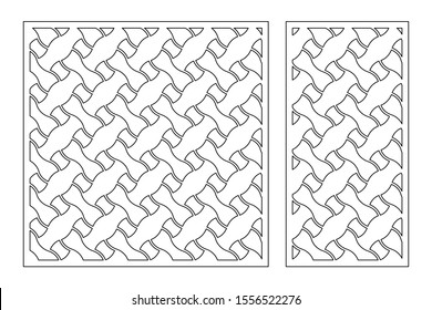 Set decorative card for cutting. Linear geometric celtic weaving pattern. Laser cut. Ratio 1:1, 1:2. Vector illustration.