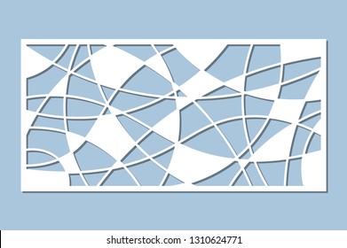 Set decorative card for cutting. Mosaic line pattern. Laser cut panel. Ratio 1:2. Vector illustration.