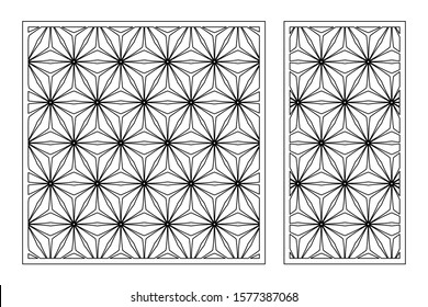 Set decorative card for cutting. Recurring Artistic Arab Mosaic pattern. Laser cut. Ratio 1:1, 1:2. Vector illustration.