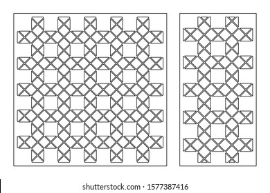 Set decorative card for cutting. Recurring Artistic Arab Mosaic pattern. Laser cut. Ratio 1:1, 1:2. Vector illustration.