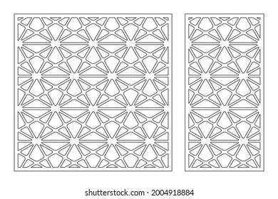 Set decorative card for cutting. Recurring Artistic  mosaic pattern. Laser cut. Ratio 1:1, 1:2. Vector illustration.