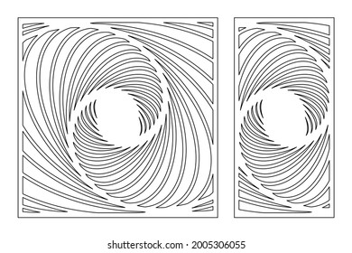 Set decorative card for cutting. Recurring Artistic line art Mosaic pattern. Laser cut. Ratio 1:1, 1:2. Vector illustration.