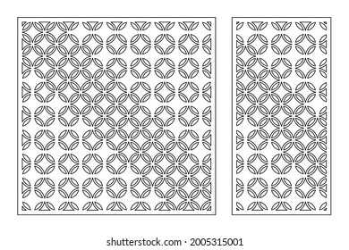 Set decorative card for cutting. Recurring Artistic  mosaic pattern. Laser cut. Ratio 1:1, 1:2. Vector illustration.