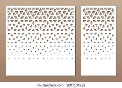 Set decorative card for cutting. Recurring Artistic  Arab mosaic pattern. Laser cut. Ratio 1:1, 1:2. Vector illustration.