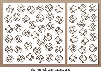 Set decorative card for cutting. Repeat point pattern. Laser cut panel. Ratio 1:1, 1:2. Vector illustration.