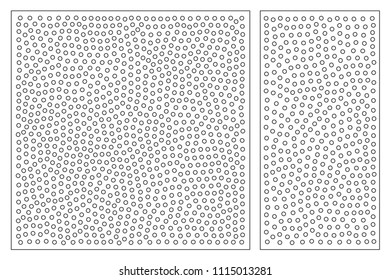 Set decorative card for cutting. Repeat point pattern. Laser cut panel. Ratio 1:1, 1:2. Vector illustration.