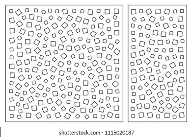 Set decorative card for cutting. Repeat square pattern. Laser cut panel. Ratio 1:1, 1:2. Vector illustration.