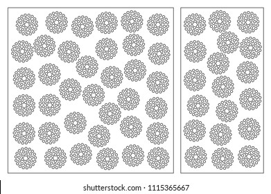 Set decorative card for cutting. Repeat point pattern. Laser cut panel. Ratio 1:1, 1:2. Vector illustration.