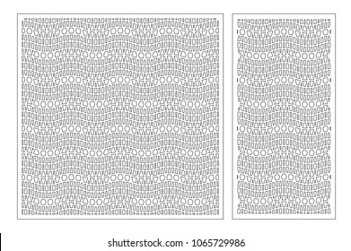 Set decorative card for cutting. Square pattern. Laser cut. Ratio 1:1, 1:2. Vector illustration.