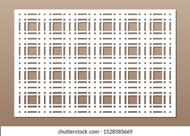 Set decorative card for cutting. Square, Scotland cage pattern. Laser cut. Ratio 2:3. Vector illustration.